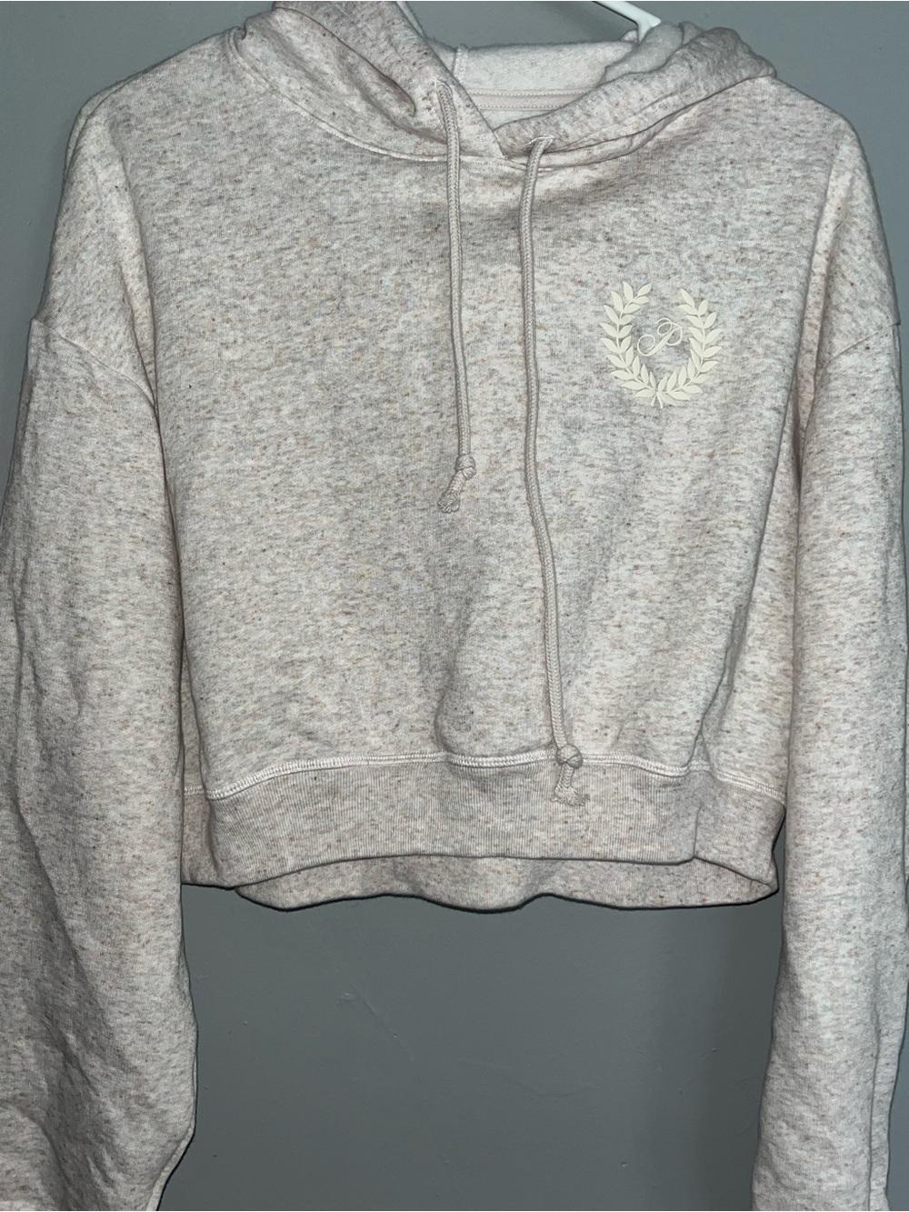 PINK Victoria’s Secret Cropped Women's Hoodie in Light Heather Cream